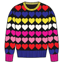 Load image into Gallery viewer, CORA Multi-color Hearts Print Sweater
