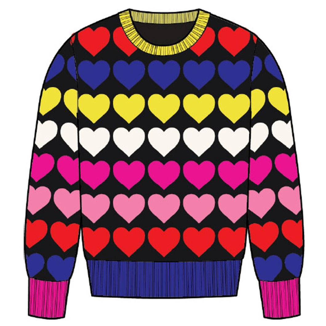 CORA Multi-color Hearts Print Sweater