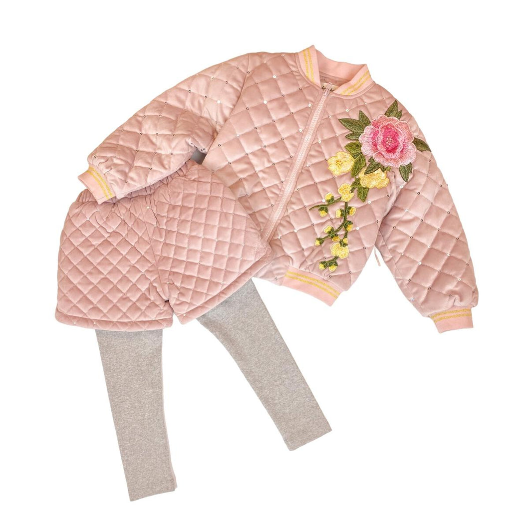 Floral Embroidered Quilted set