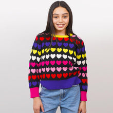 Load image into Gallery viewer, CORA Multi-color Hearts Print Sweater
