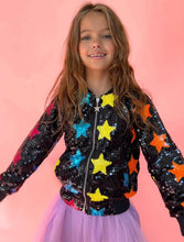 Load image into Gallery viewer, Rainbow Star Sequin Bomber
