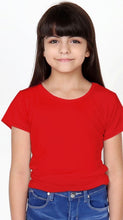 Load image into Gallery viewer, Girl&#39;s Cotton/ Lycra Soft Round-Neck Solid Tee
