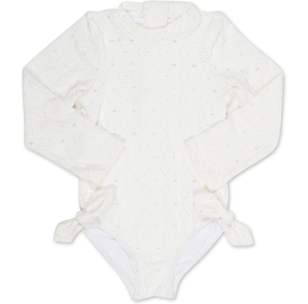 Long sleeve White Eyelet Swim